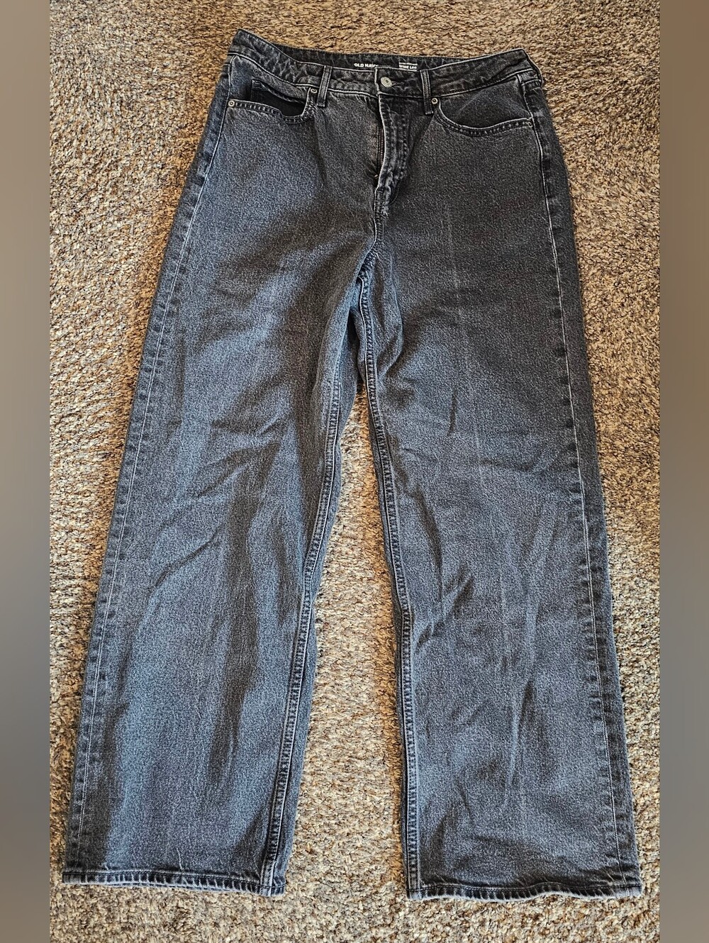 OLD NAVY Extra High Rise Wide Leg Jeans W/smoothing pockets Size 10 Washed Black